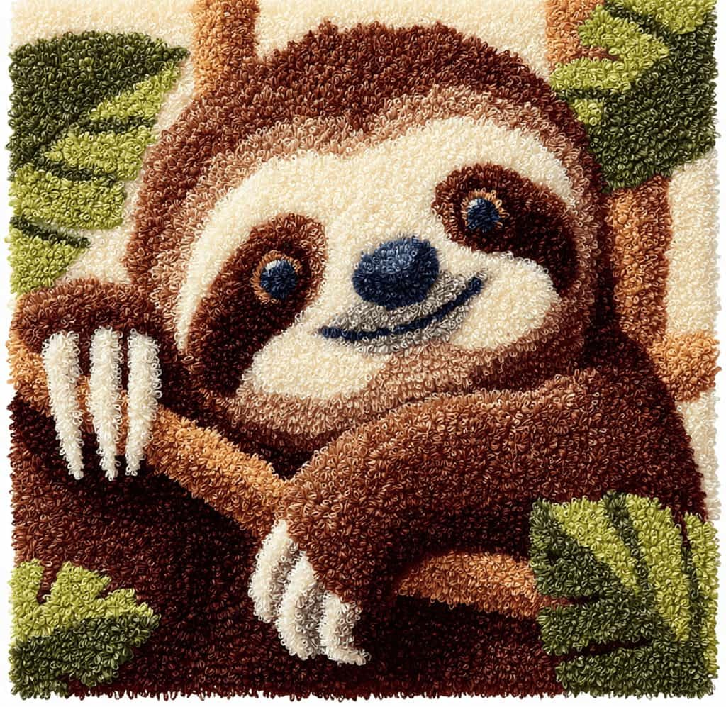 Kitquiver Beginner Latch Hook Cushion Kit,Sloth Decor Pillow Cover 43X43Cm