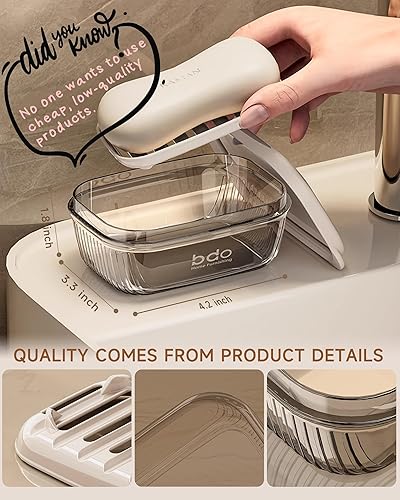 Miniatura 5 de PEISAINOX Estuche de jabón de viaje, contenedor de jabón a prueba de fugas con tapa, soporte portátil para jabón de barra para viajes, jabonera para