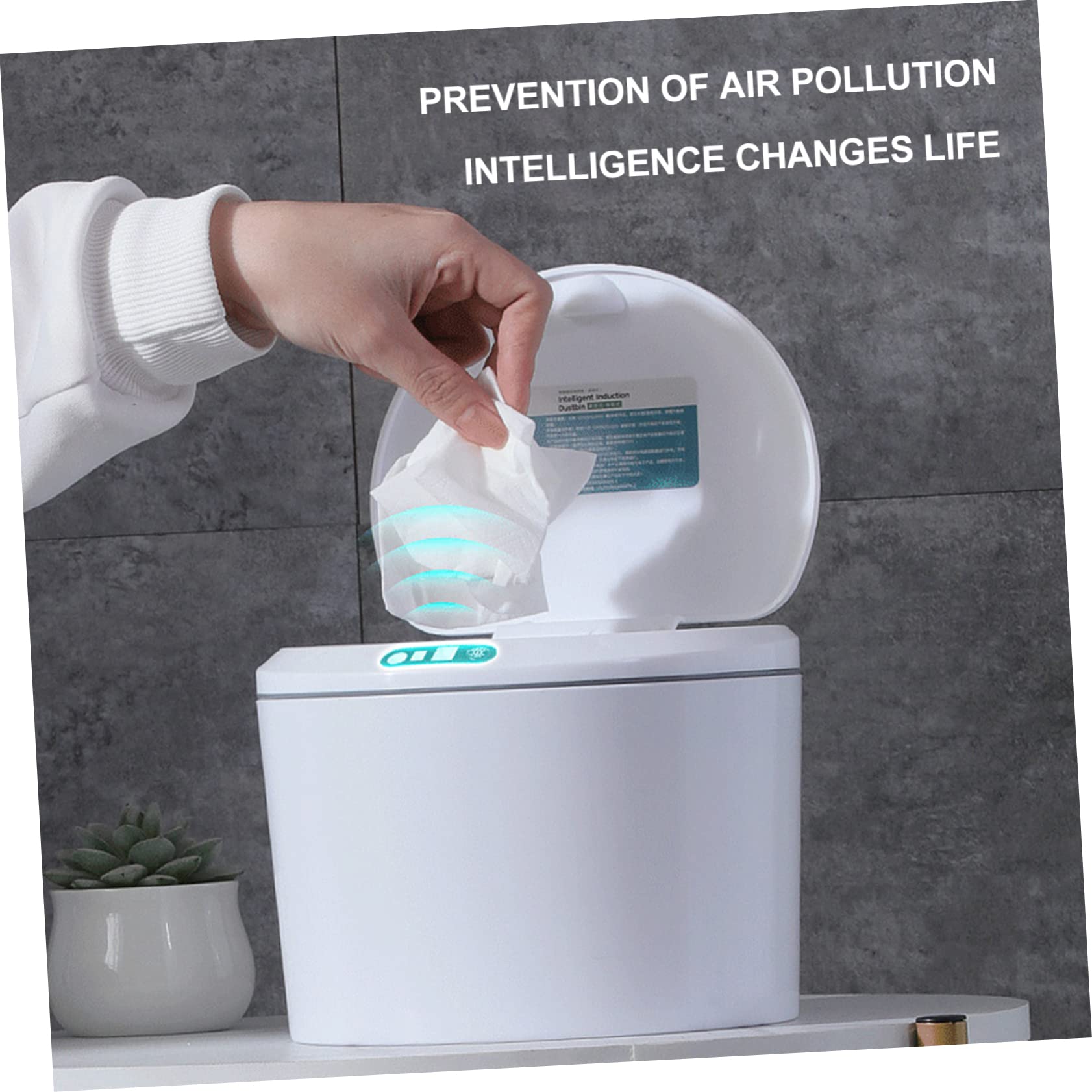 Cabilock Poubelle de Voiture Intelligente à Capteur Infrarouge, en Plastique Blanc Compacte et Peu Encombrante pour Véhicule et Bureau