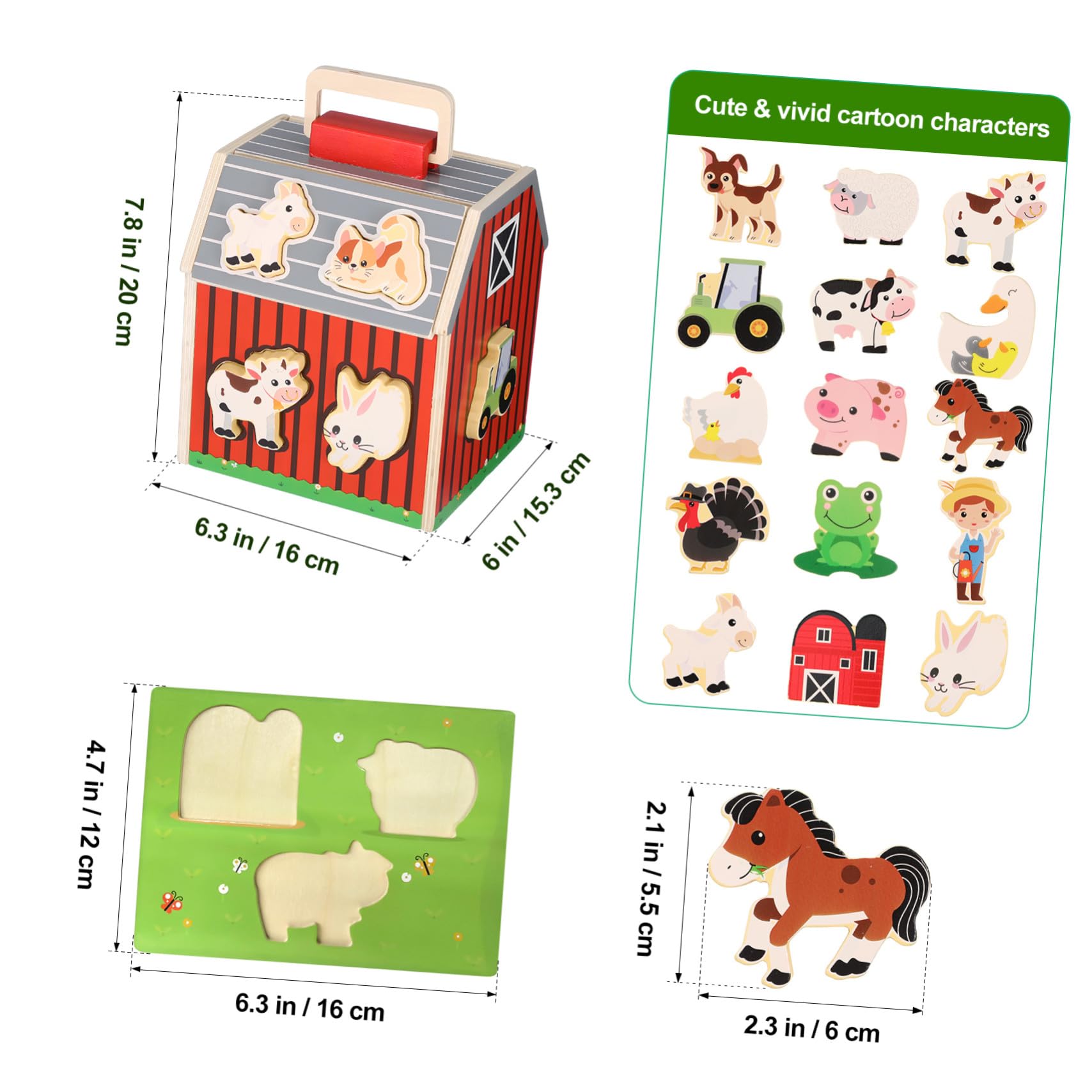 Toddmomy Madera Montessori de Animales de Granja para Set Seguro de Figuras de Madera con Bordes Redondeados para Actividades Educativas y Desarrollo Motor Fino