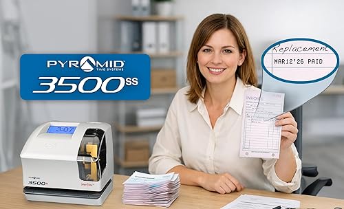 Miniatura 8 de Pyramid Time Systems 3500SS - Reloj automático de tiempo y sello de documentos, kit de seguimiento de tiempo incluye un reloj perforador con