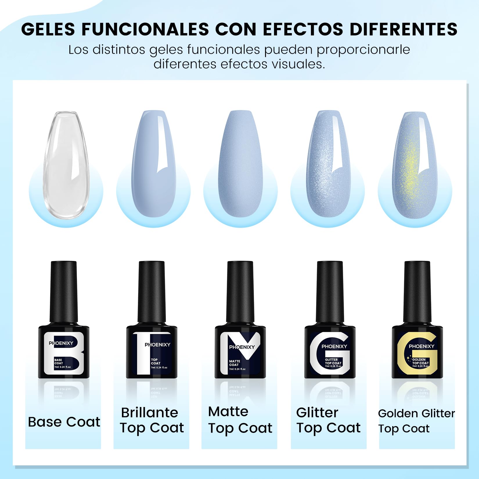 Phoenixy Kit de Uñas Semipermanentes 25 Piezas con Lámpara U V/LED, Uñas Semipermanentes Kit Completo con Base y Top Coat Ideal para Principiantes y Profesionales Regalo Festivo