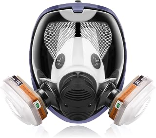 17in 1 Reusable Full Face Respirator Widely Used in Paint Sprayer, Chemical,Woodworking,Dust Protector