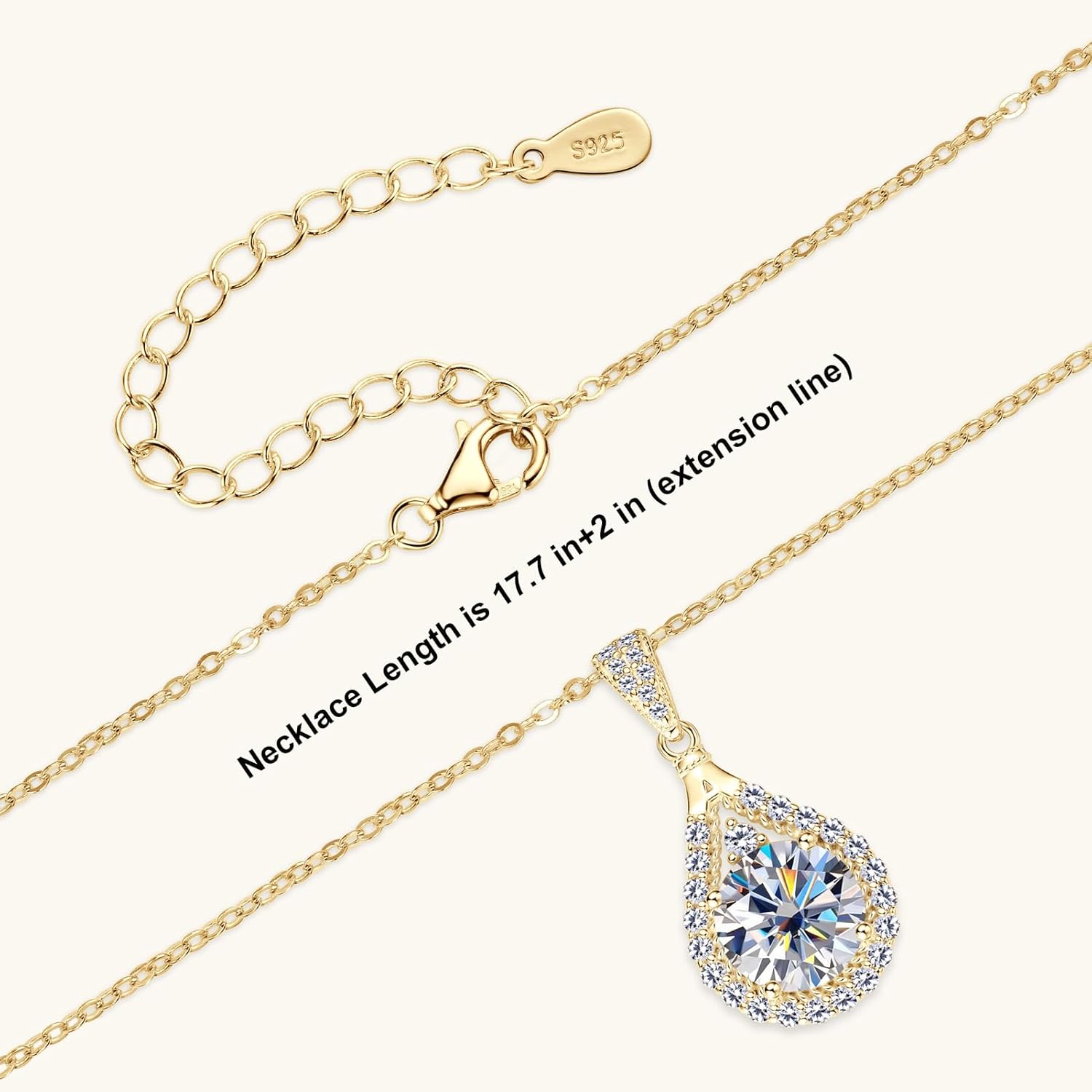 1-3CT Moissanite Engagement Pendant Necklace, D Color VVS1 Clarity 925 Sterling Silver Pear Shaped Pendant for Mom Wife Birthday Wedding Jewelry Gifts - Image 4