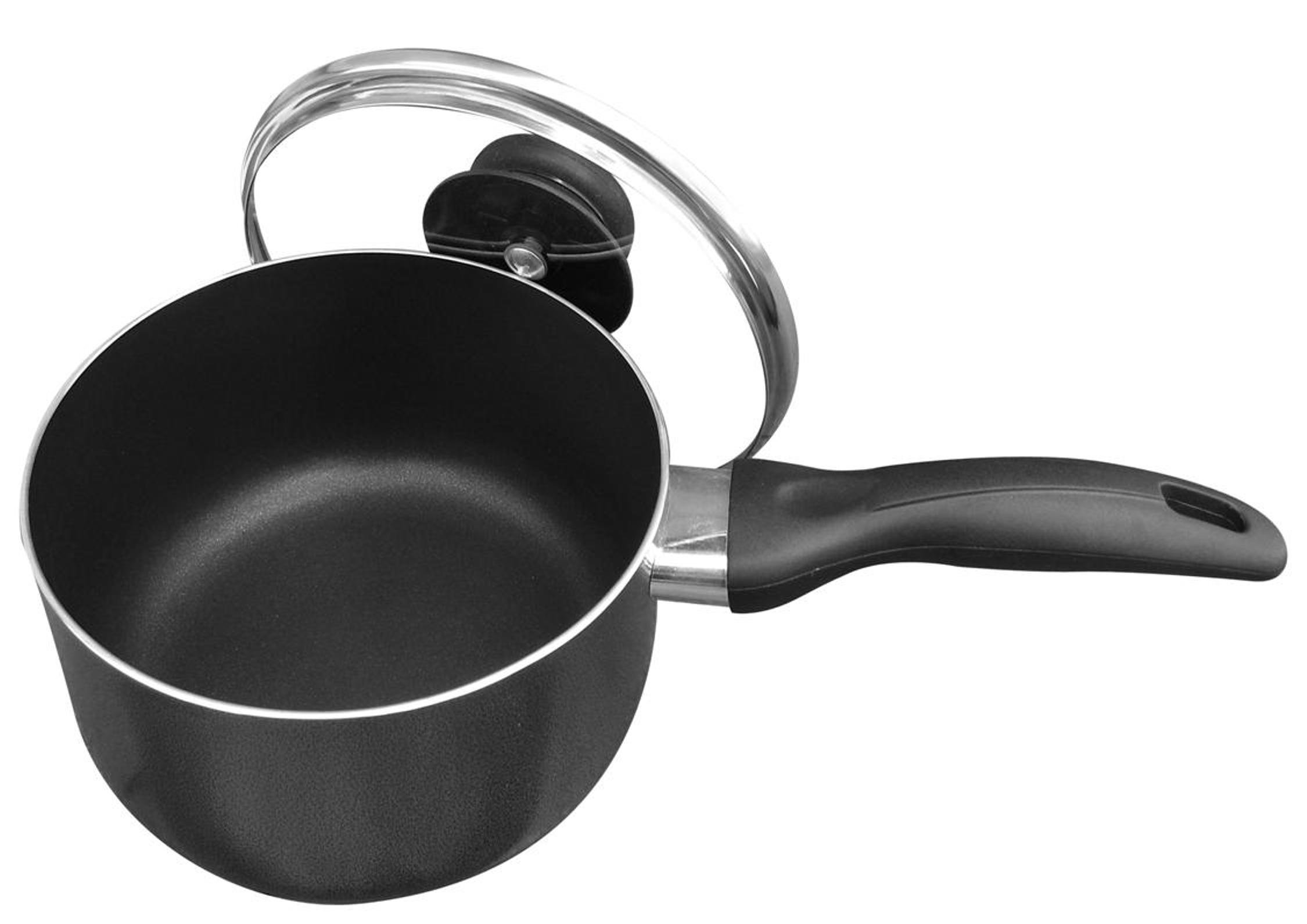 Bene CasaNon-Stick Aluminum Saucepan with Lid - 2 Qt. Capacity - Oven and Dishwasher Safe - Cool Touch Handle
