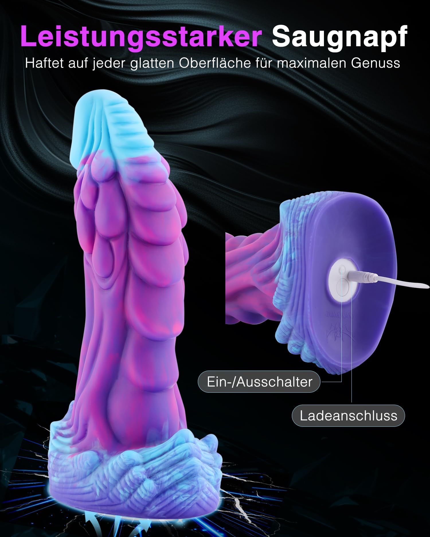Wildolo 8.3 Fantasy Silikondildo, 10 Vibrationsmodi mit App-Steuerung, starker Saugnapf, Sexspielzeug für Erwachsene