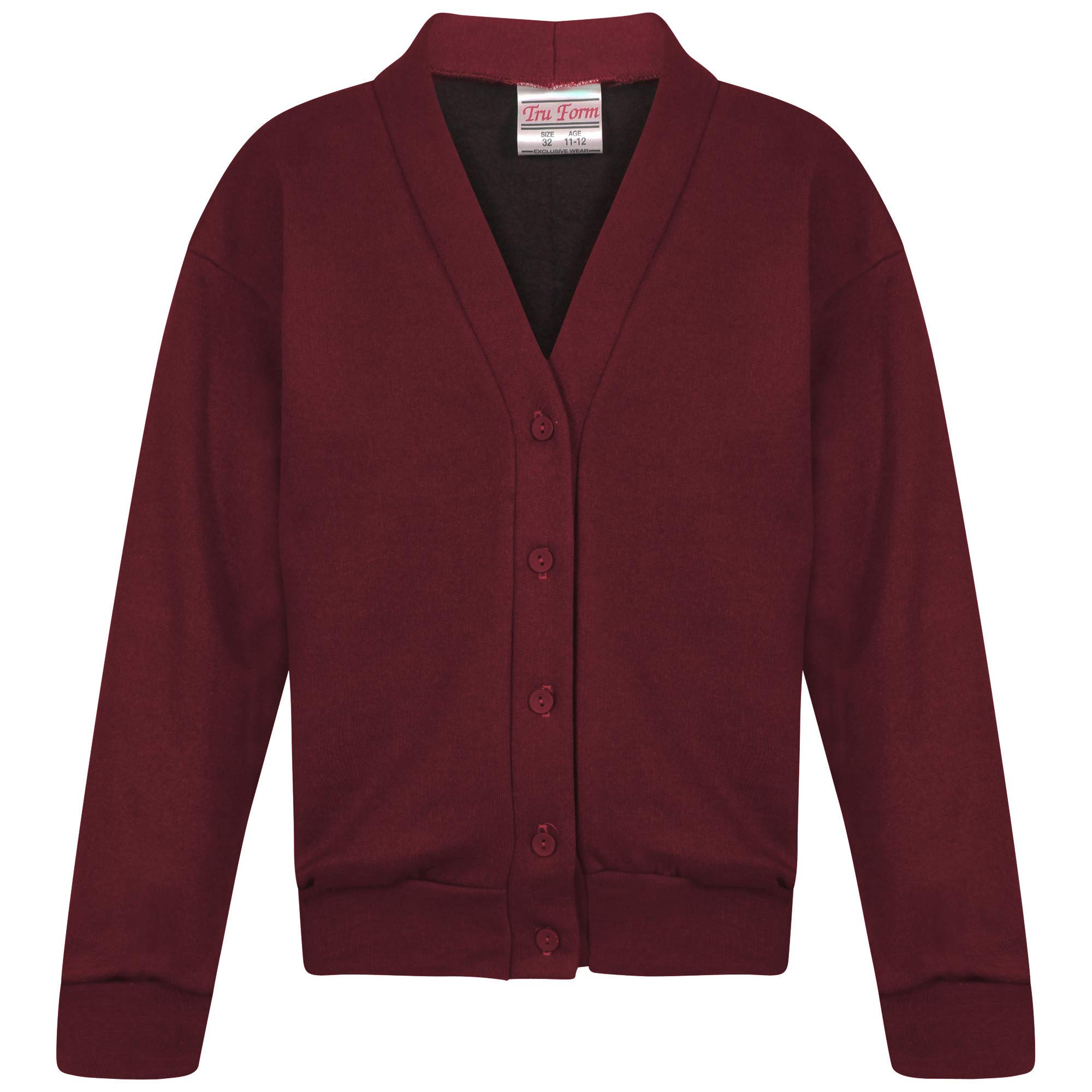 Indx-Clothing Girls Wine School Fleece Cardigan Uniform Sweatshirt Uniform Smart School Wear Age 2-3 To 13-14 (, 13 Year)