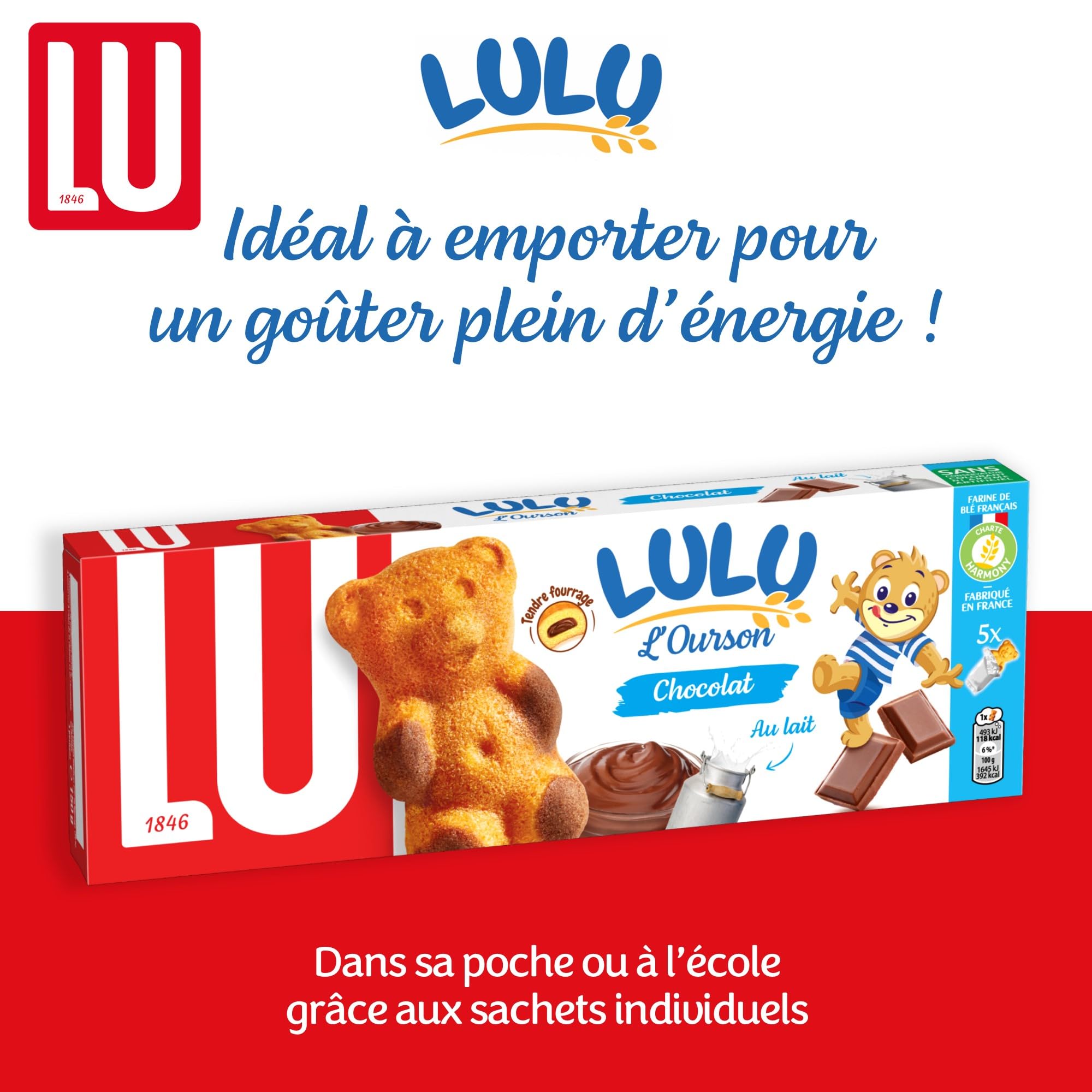 Lu Lulu l'Ourson - Gâteaux Moelleux Fourrés au Chocolat - 20x150g