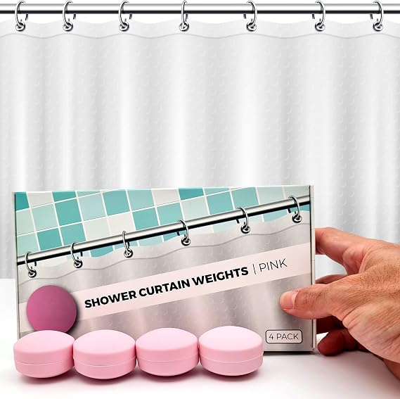 Pink (4 Pack) + Black (4 Pack) Shower Curtain Weights Bundle