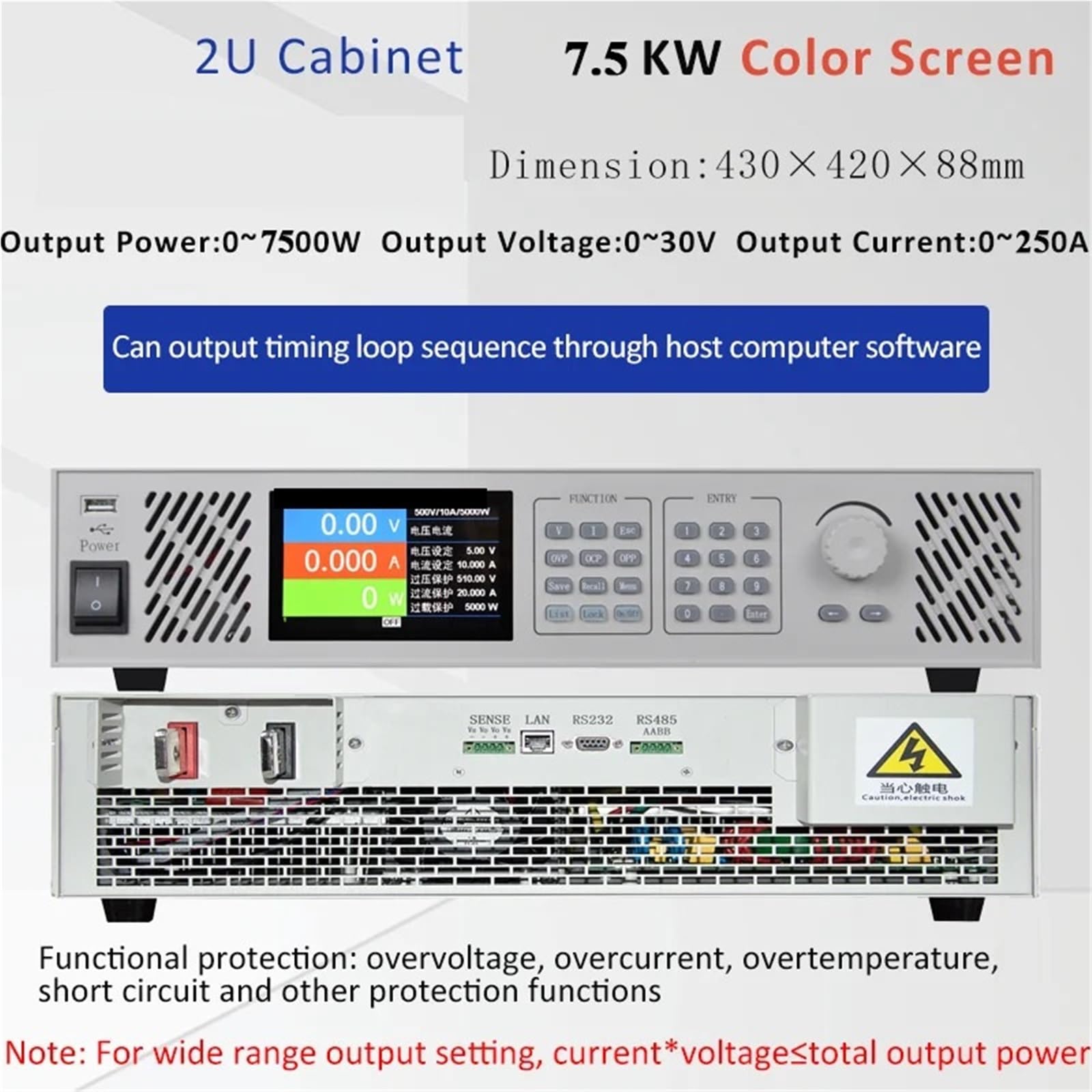 Fuente de alimentación CC variable, Fuente de alimentación regulada por voltaje ajustable CC constante programable corriente(MSP6518-150-12(150V 12A 1.8KW))