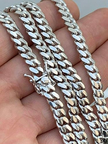 Miniatura 3 de Cadena cubana de plata de ley 925 de Miami, para hombre pesado, 0.236in, cadena cubana de 18 a 30 pulgadas, fabricada en Italia, Metal