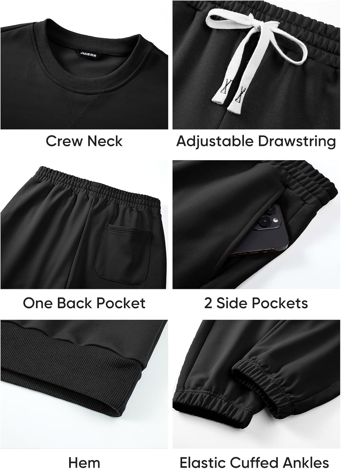 JMIERR Men's 2 Piece Outfits Crew Neck Sweatshirt Tracksuit & Joggers Sweatpants Sweatsuit Set - Image 5