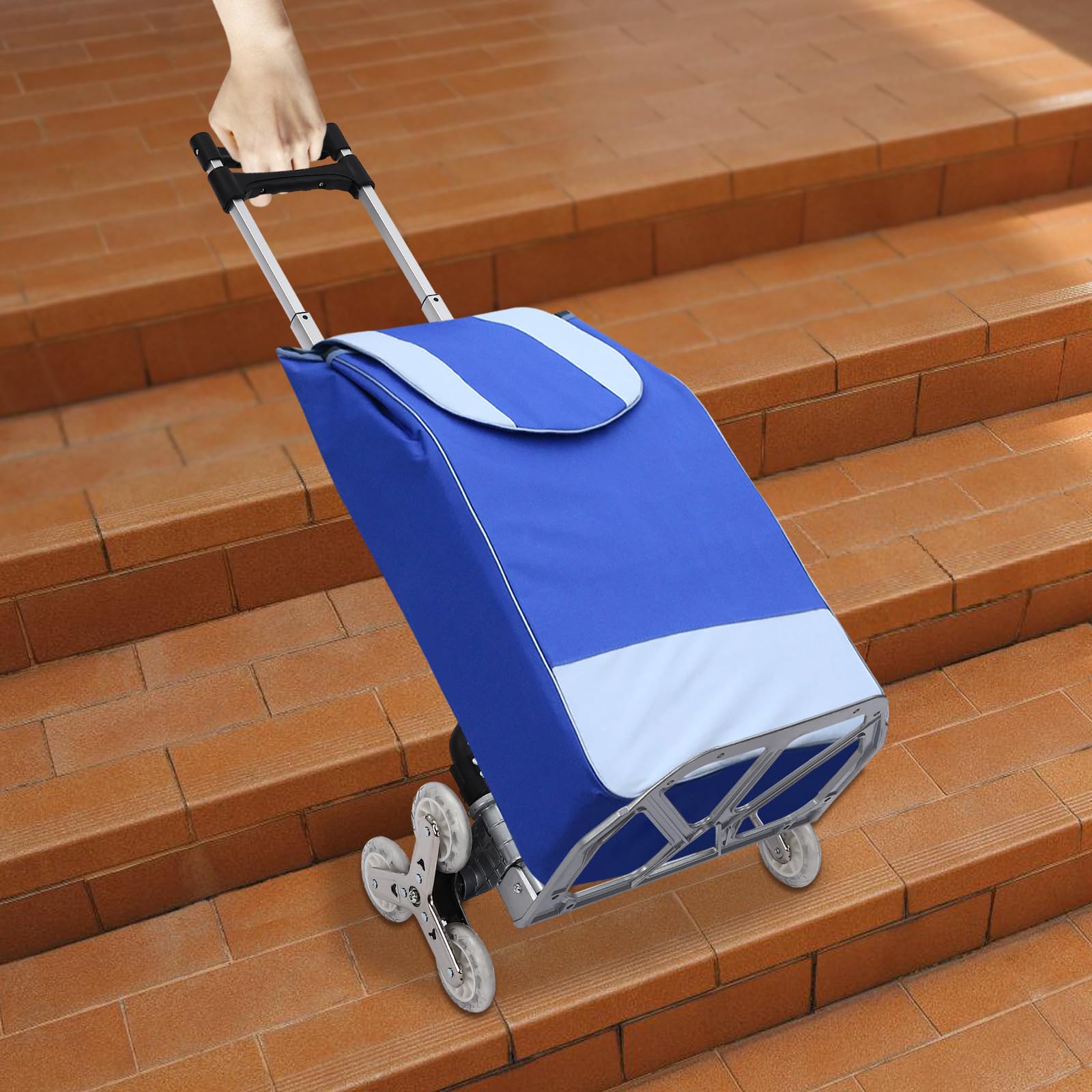 Podobny do wózka ręcznego, składany wózek schodowy z linką mocującą, maksymalne obciążenie do 75 kg, nadaje się jako wózek ręczny / wózek transportowy do transportu na klatkach schodowych