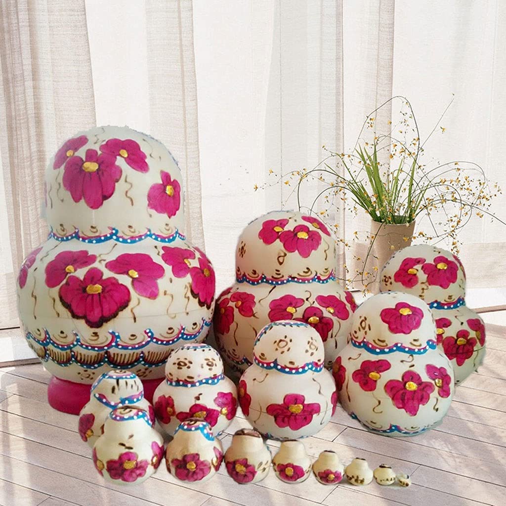 Matrioszki Matrioszka Lalka Rosyjska Rosyjskie Lalki Gniazdowania 15 Sztuk Matryoshka Doll Drewniane Zabawki Układanie W Stos Zagnieżdżony Zestaw Na Prezent Urodzinowy Rosyjskich Lalek Rosyjskie Lalki