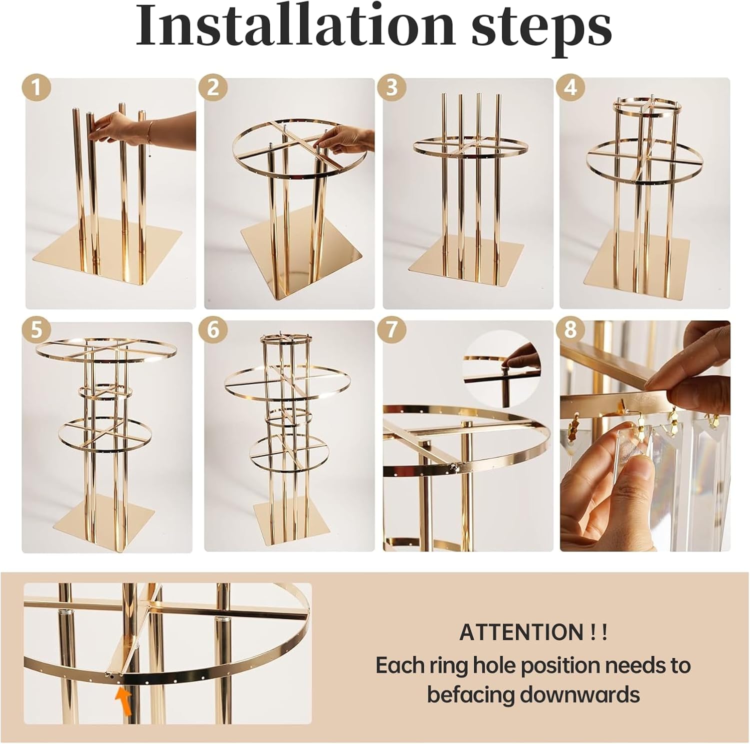 43.3" Tall Gold Flower Stand for Wedding Centerpieces – 5-Tier Clear Acrylic & Metal Centerpiece Stand with Crystal Style Design, 11.8" Base, Perfect for Wedding Tables, Floor Décor & Reception Events