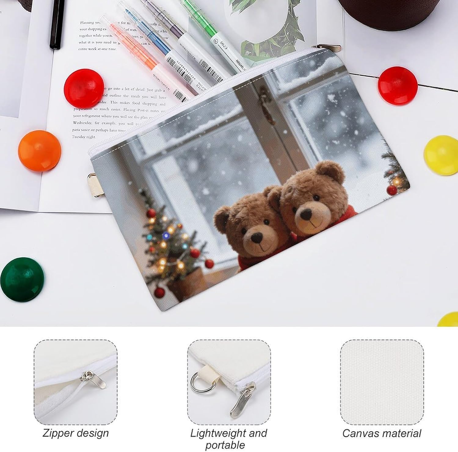 Christmas Joy Large Portable Canvas Wallet image 3