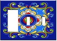Vista 33 de Art Plates - Decorative Light Switch Plate Cover Plate - Decorative Metal Wall Plate - Combo: Decora - Toggle - Dark Blue Mexican Talavera Tile