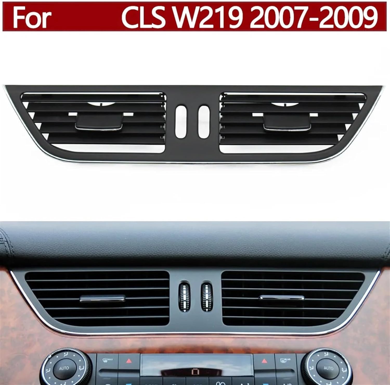 Car Front Central Air Conditioning Middle AC Air Vent Grille Outlet Cover Panel Trim Compatible for Benz CLS Class W219 2007-2009