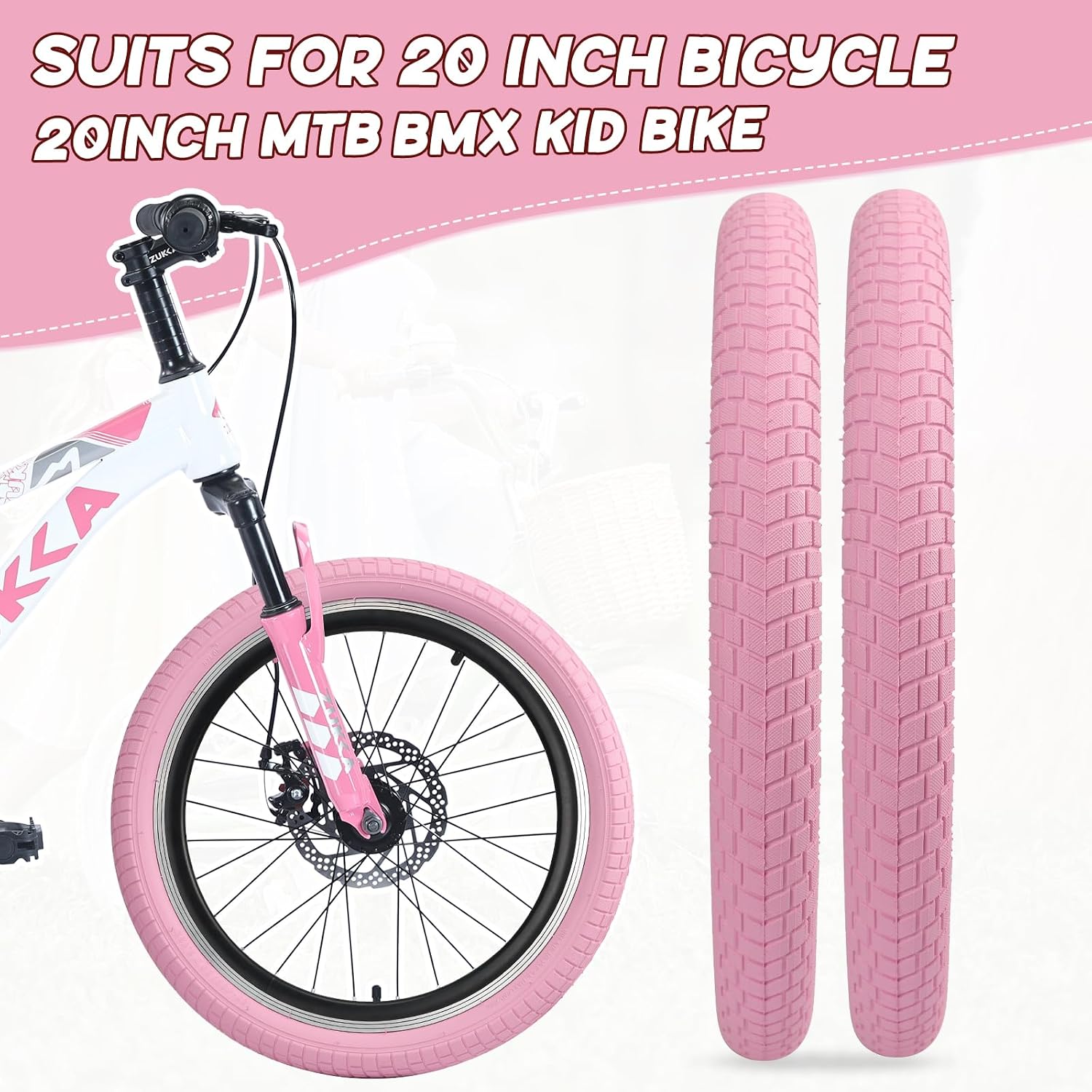 WEEROCK 20 Inch Kid Bike Tire Girls Boys Bicycle Tires 2 Pack Colorful Tires with Inner Tubes Foldable Replacement Tyres for 20" Kid Child Bike BMX MTB, Multi-Colour