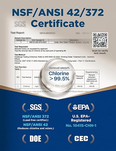 Miniatura 3 de NOVETE Filtro de agua para debajo del fregadero, 3 años, 30000 galones, reduce el 99.5% de cloro, PFAS, mal sabor, NSFANSI 42372, sistema de