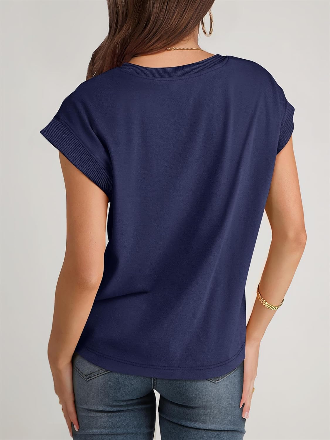 ANRABESS Women Cap Sleeve Tops 2026 Trendy Summer Loose Fit Cute Basic T Shirts Business Dressy Casual Outfits Clothes - Image 5