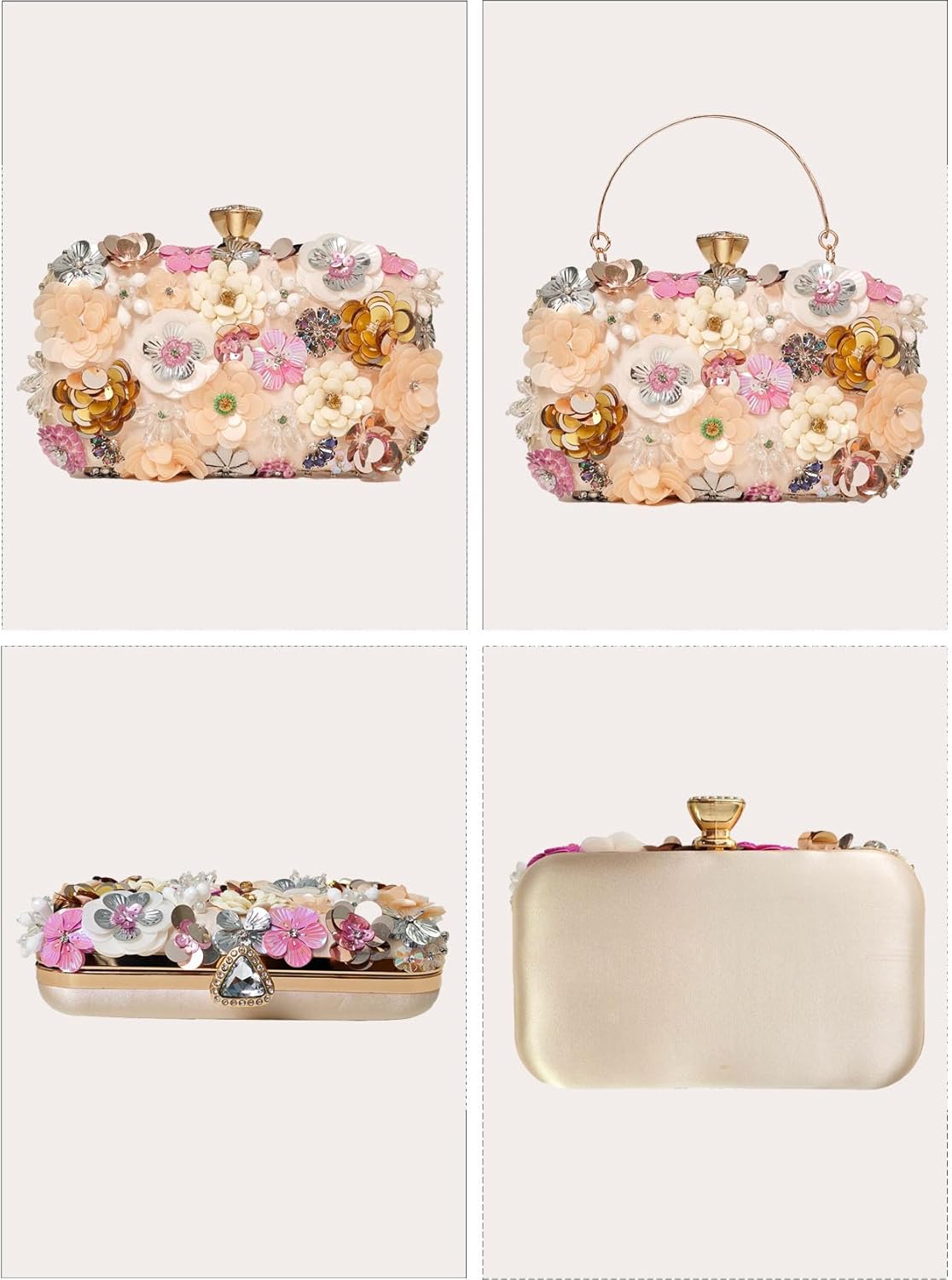 Floral Clutch Purse for Women - Elegant Flower Evening Purse with Detachable Chain for Wedding, Prom, Cocktail Party - Image 7