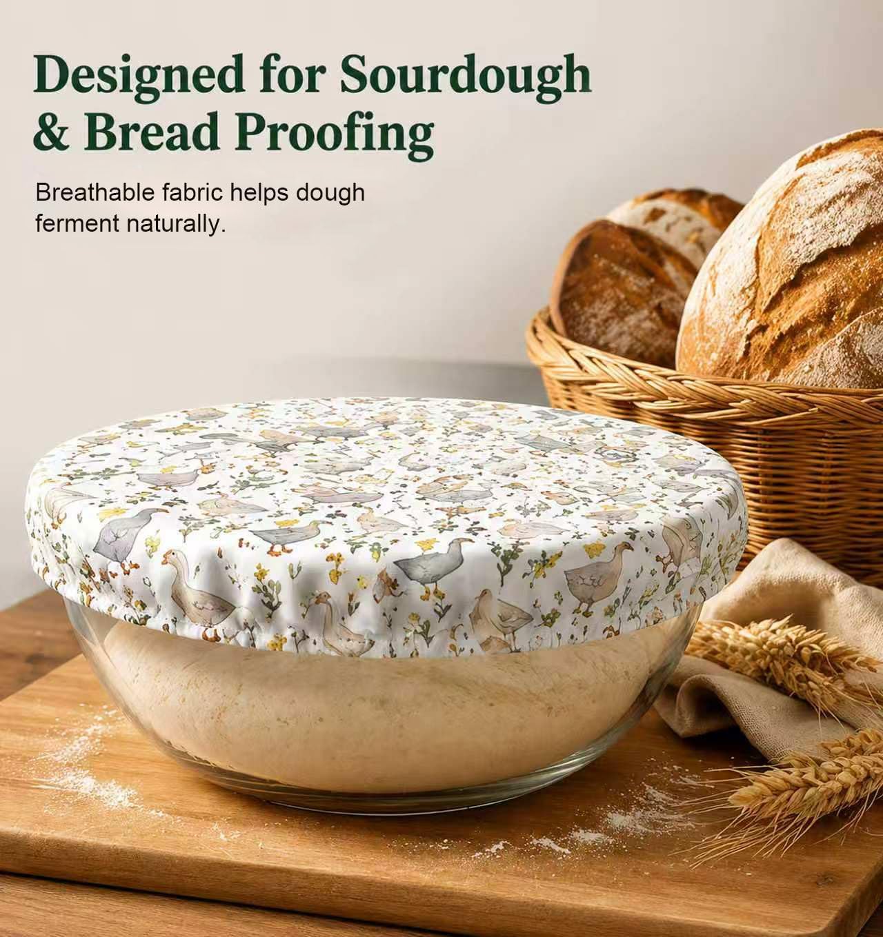 Reusable Bowl Covers for Bread Proofing, Breathable Cotton Fabric——Goose image 4