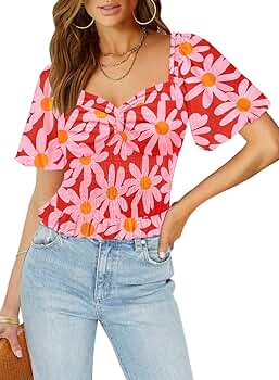 トップス Gajess FLOWER PUFF BLOUSE 36 Puff-sleeve Squareneck Top In Ratti® Pink Blooms Print For