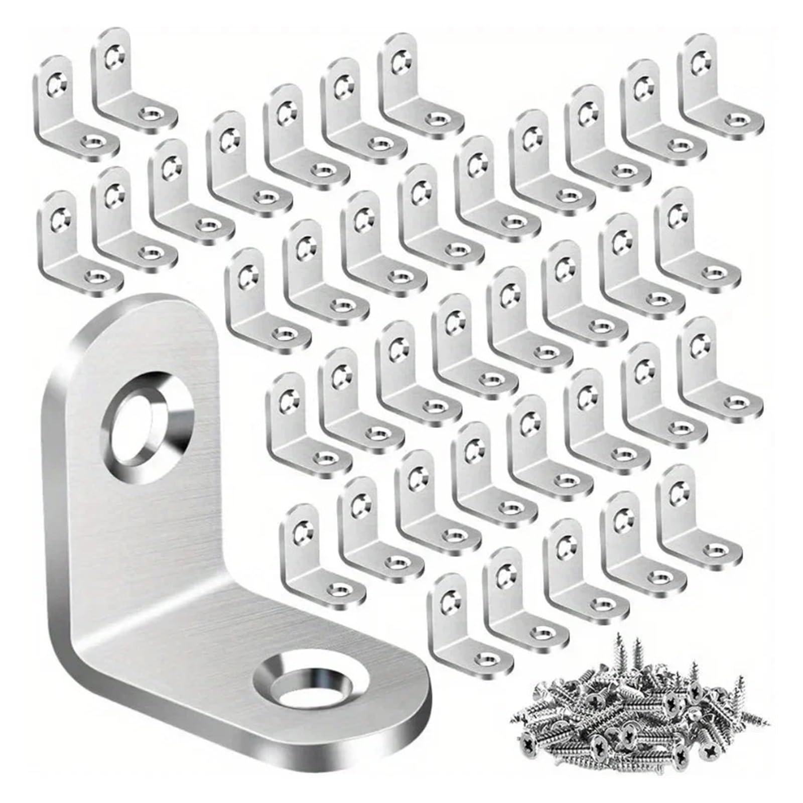 Staffe a L in acciaio inossidabile da 40 pezzi - Supporto angolare piccolo ad angolo retto for scaffali, mobili in legno, sedie, ferramenta for Adatto per il fissaggio e il supporto