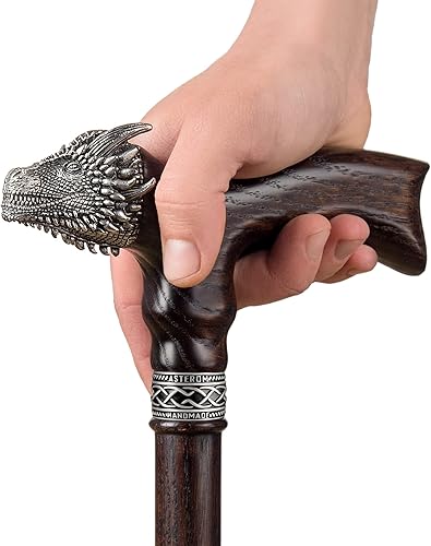 Miniatura 5 de Asterom Bastón de madera hecho a mano para hombres y mujeres – Dragón – Bastón de madera único de moda