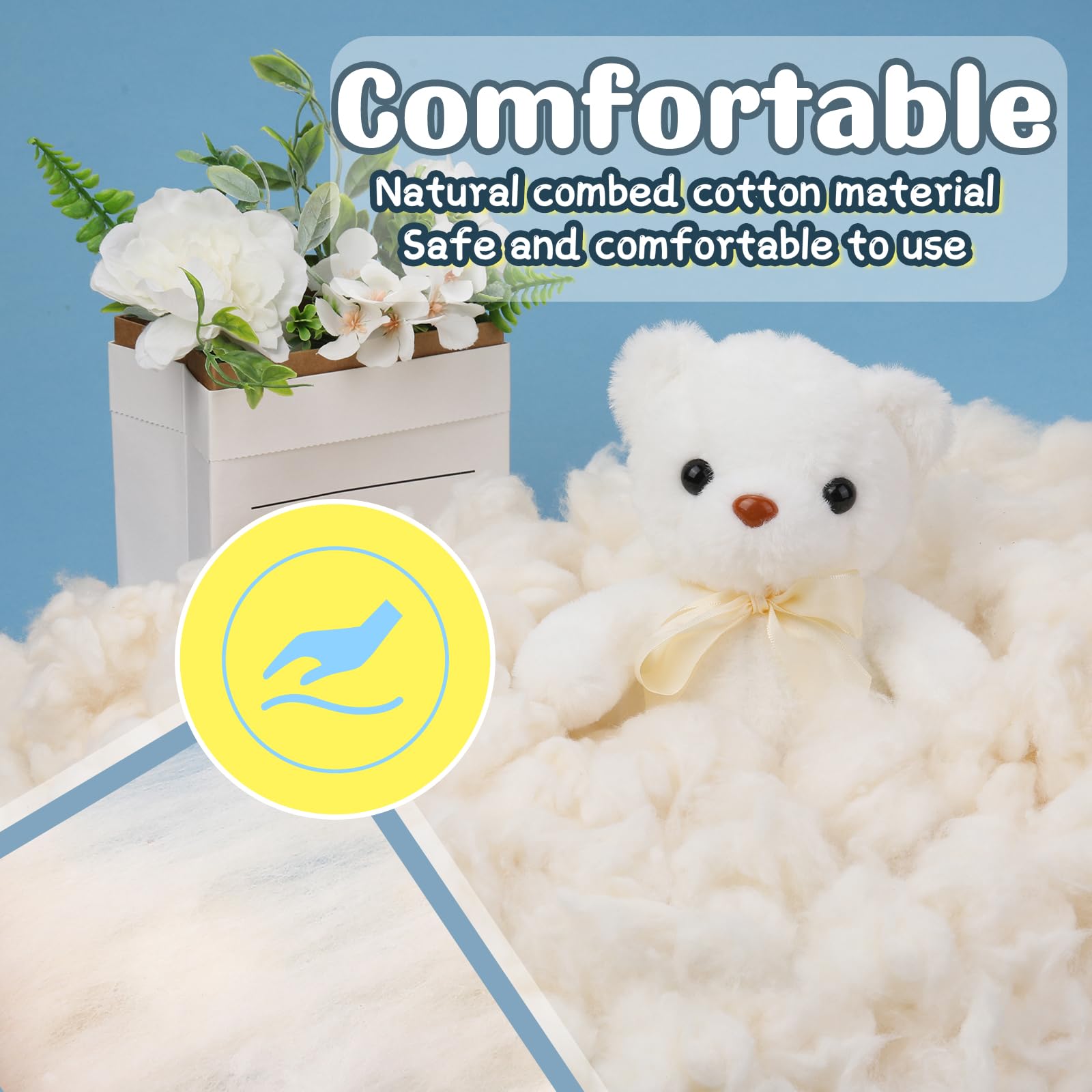 Relleno de algodón, relleno de algodón natural de 24.69 onzas, relleno de almohada suave, algodón peinado para animales de peluche, relleno de ganchillo premium para cojines de peluche,