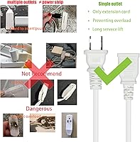 Vista 2 de Cable de Extensión Delgado Blanco de 15 Pies, Cable de Extensión de 2 Clavijas para Uso Interior y Exterior con Toma Única - Ideal para Luces