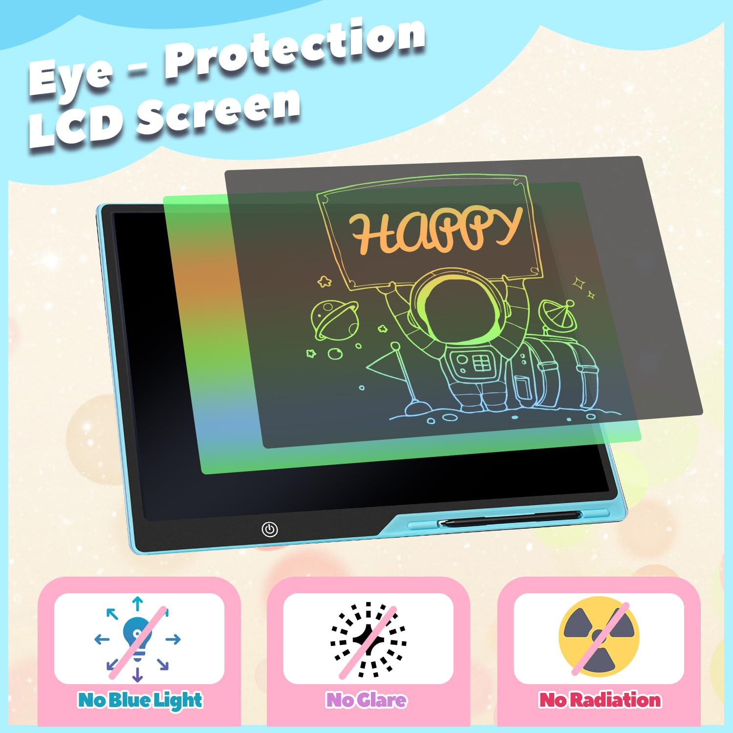 Tavoletta Grafica Bambini LCD 21 Pollici Ricaricabile, Lavagnetta Cancellabile Bambini Portatile, Pittura e Liste di Memoria Lavagna per Bambini Regalo Educativi Giocattoli Blu
