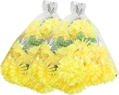 DOITOOL Juego de 2 macetas decorativas amarillas para decoración al aire libre, crisantemo, decoración de cementerio, flores, sillones, tumba,