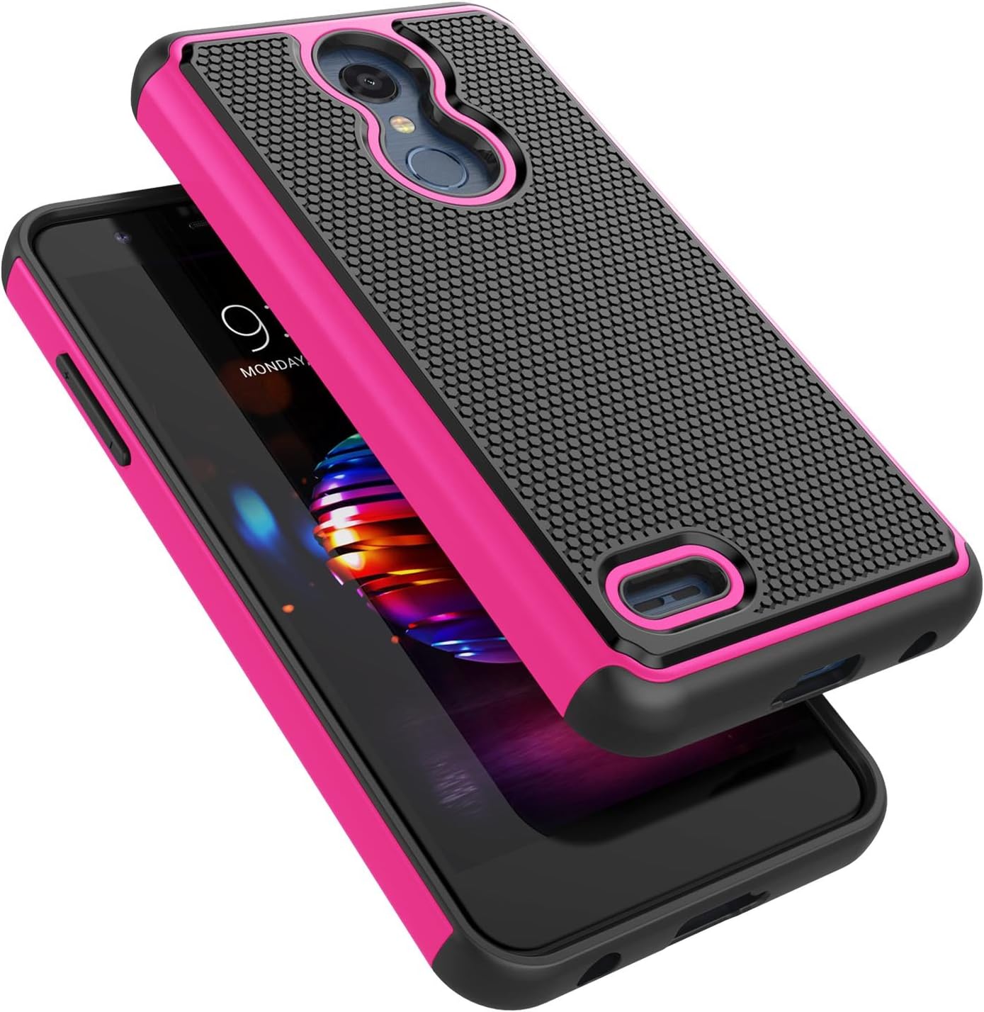 Tekcoo Case for LG K30 / LG Harmony 2 / LG K30 Plus/LG Phoenix Plus/LG Premier Pro LTE, Luxury [Tmajor] Shock Absorbing [Rose] Rubber Silicone Plastic Scratch Resistant Cute Grip Hard Cases Cover