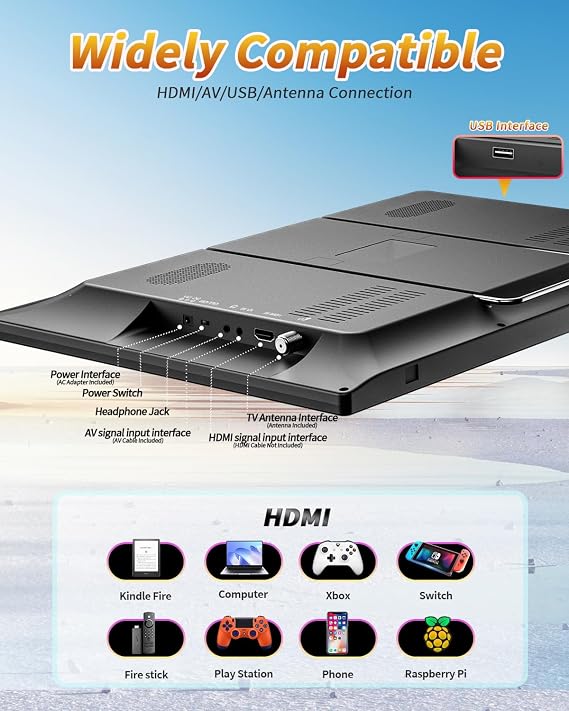 NORTHING 19.5 Portable TV with Antenna, 8000mAH Built-in Power Operated TV