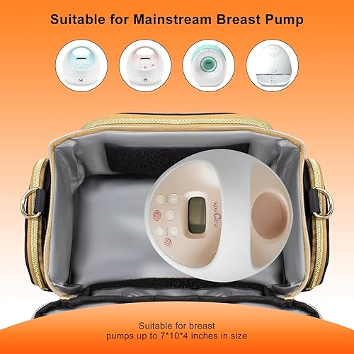 Miniatura 4 de Bolsa para extractor de leche, funda de transporte de extractor de leche de doble capa con herrajes metálicos y correas de hombro, compatible con