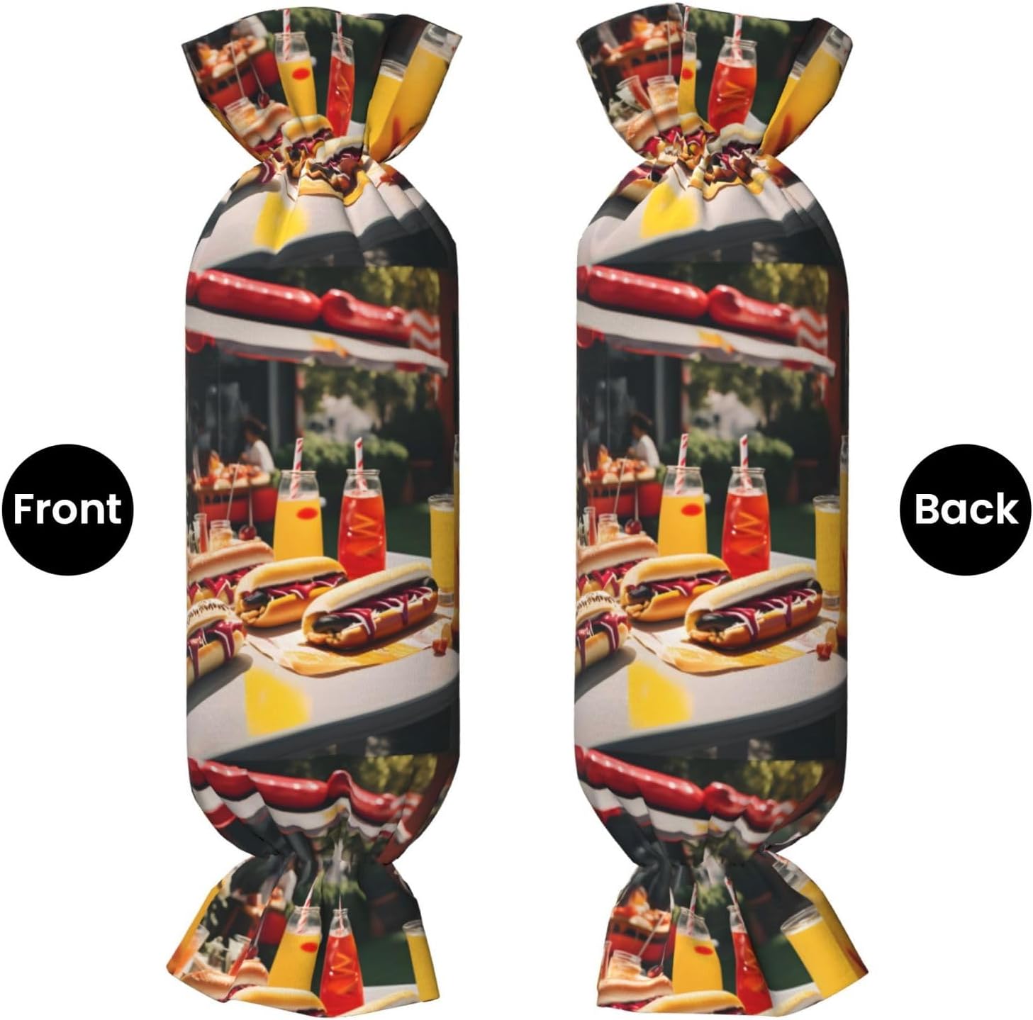 Hot Dogs and Lemonade Print Candy Cylindrical Eco-Friendly Pillow Soft Velvet Living Room Bedroom Travel Decor