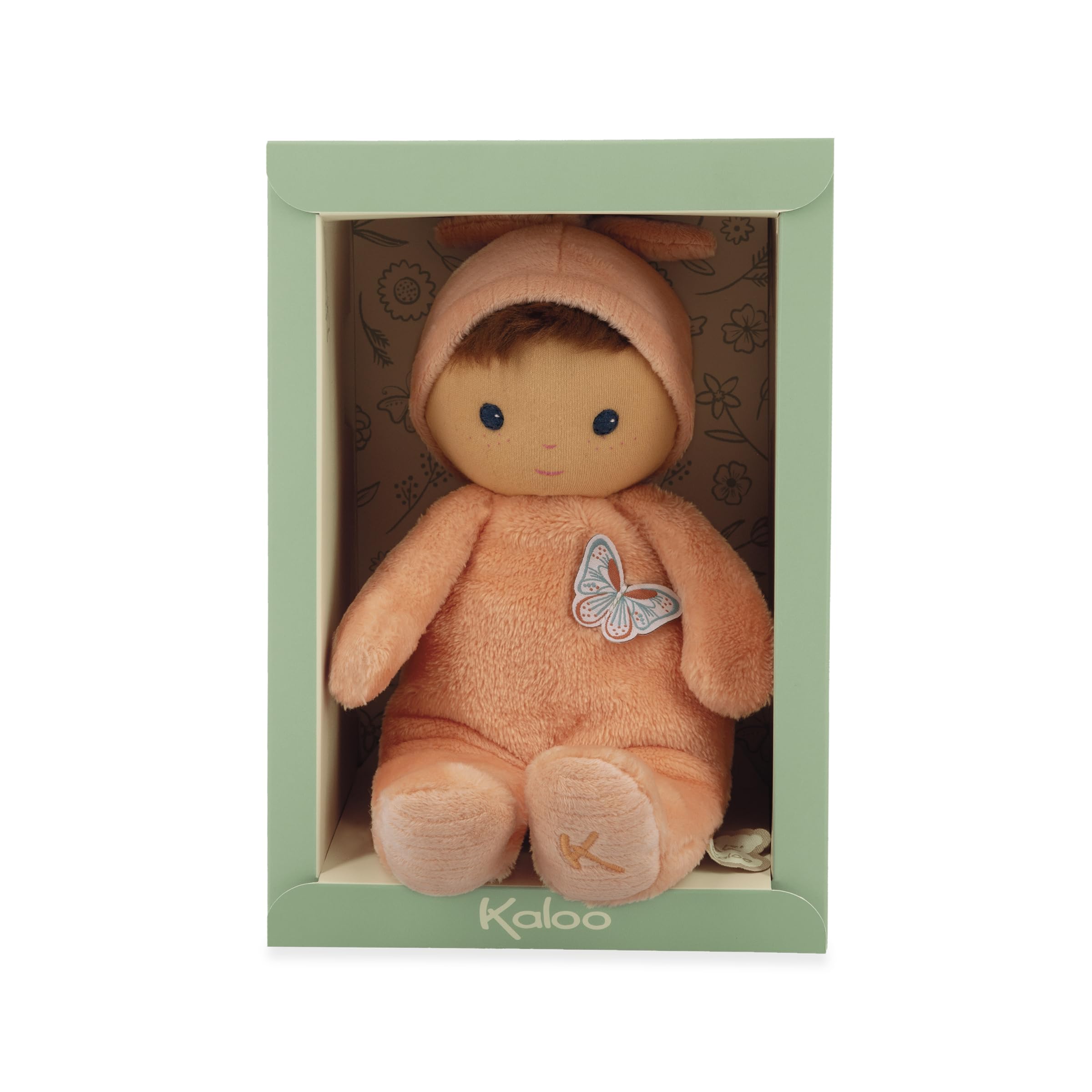 Muñeca Bébé Zinnia De Tela De 24 Cm De Kaloo | Peluche Súper Suave Desde El Nacimiento, Con Ropa Melocotón Y Lavable A Máquina