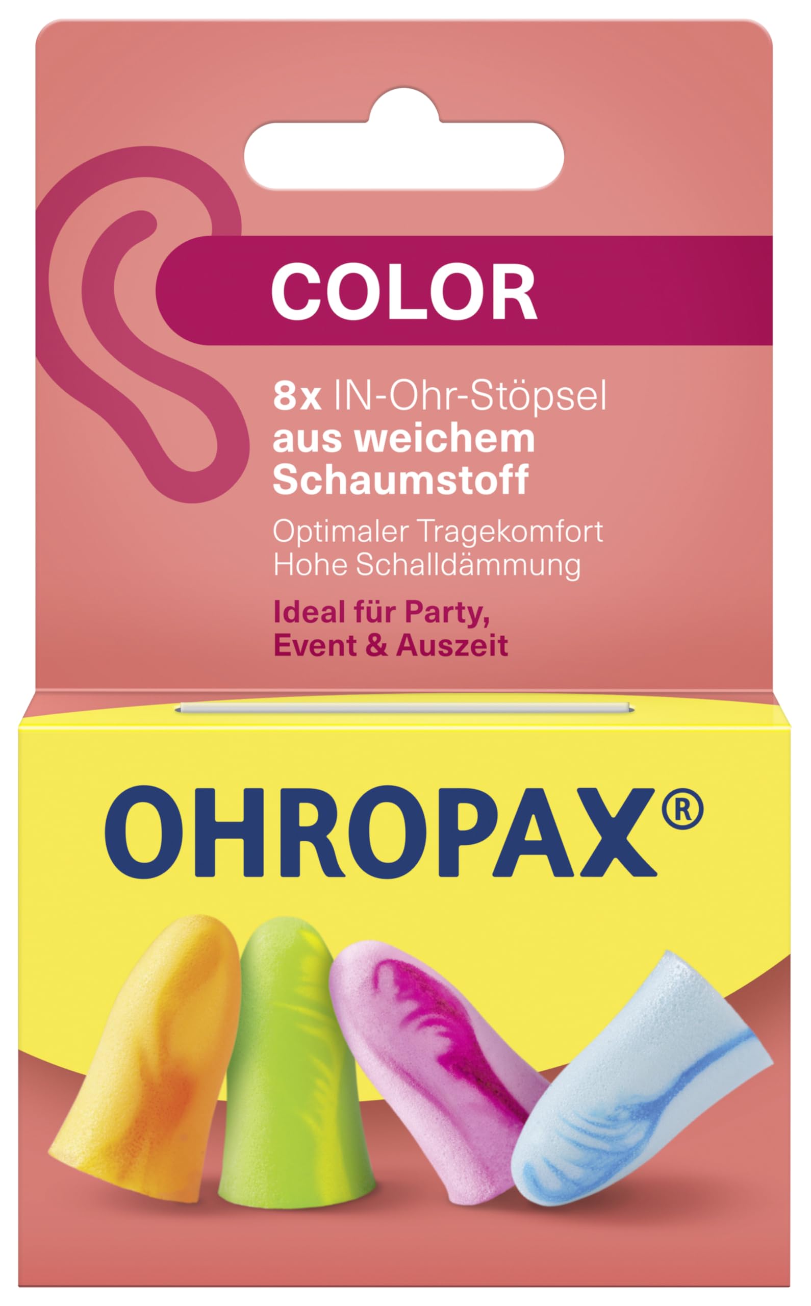 OHROPAX Color Ohrstöpsel – IN-Ohr-Stöpsel aus weichem Schaumstoff – besonders komfortabel, auch bei langem Tragen… – Ansicht 2