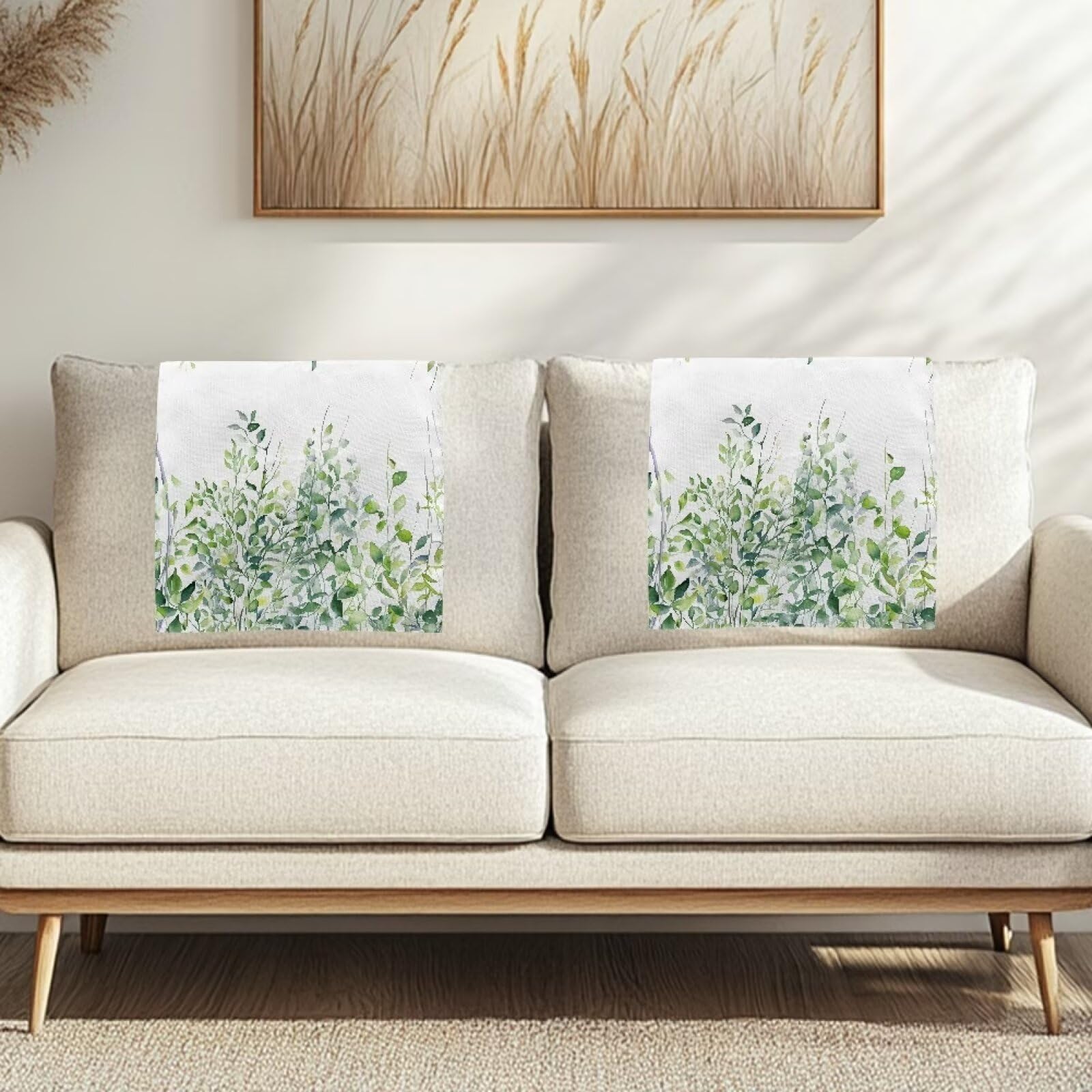 NETILGEN Green Leaf Print Recliner Headrest Protector Cover Set of 2