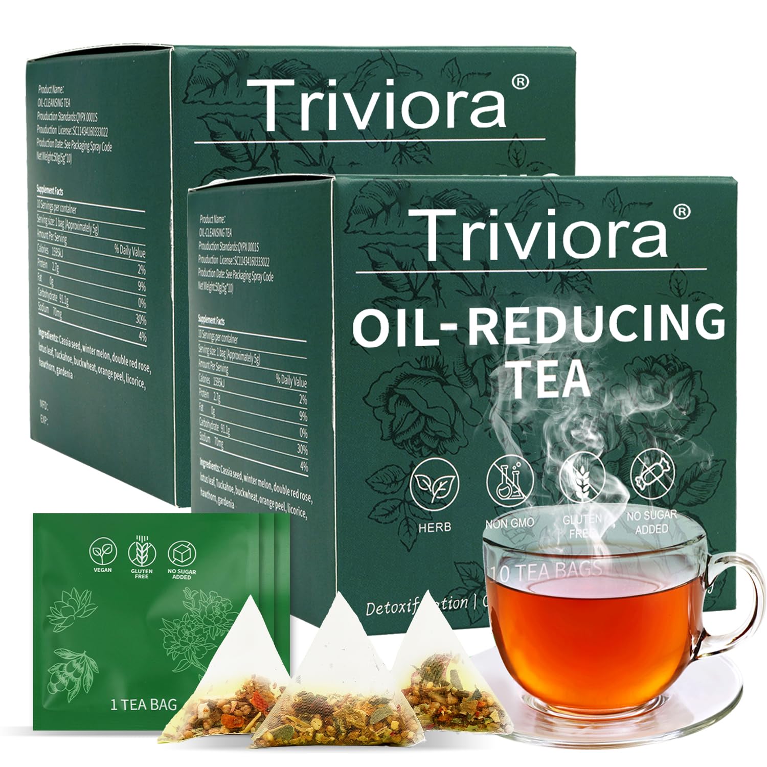 Oil Reducing Tea -10 Herbals with Excellent Formula,Oil Cleansing Tea for Liver Chinese Mild Herbal Tea Easy Brewing (2)