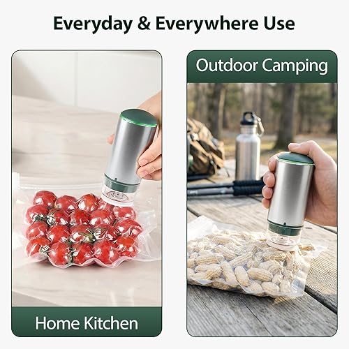 Miniatura 7 de Máquina de Sellado al Vacío Manual para Almacenamiento de Alimentos, Ahorro de Alimentos Compacto Eficiente de 50Kpa con 30 Bolsas de Vacío