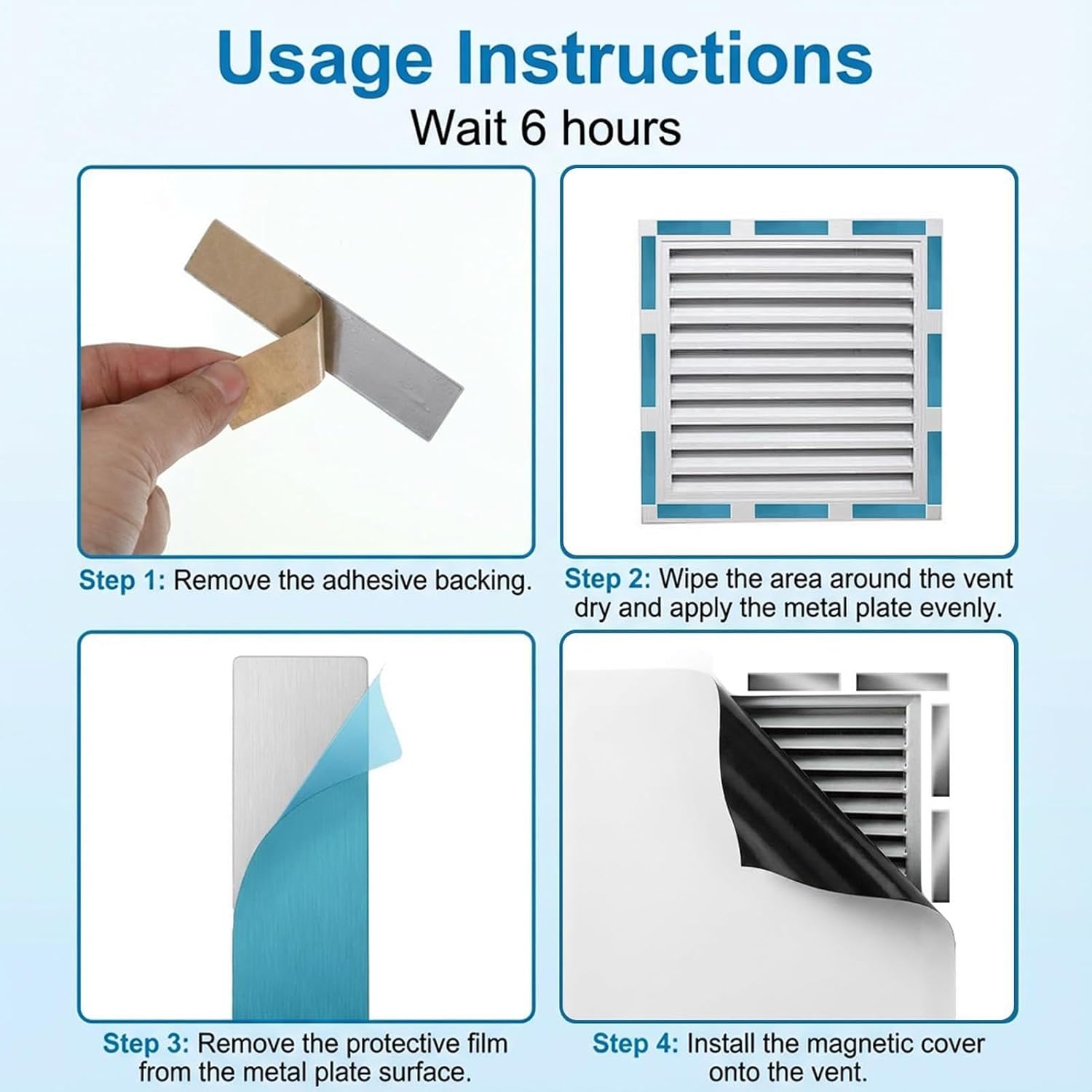 20 Piece Adhesive Metal Plates, Strong Hold Steel Plate Strips for Magnet