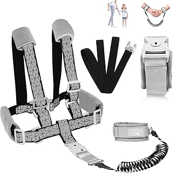 Toddler Leash for Walking, Toddler Safety Harnesses Leashes, Safety Harness with Lock for Kids, Anti Lost Wrist Link for Toddlers ,Upgrade with Reflective Tape Liner(6.5ft)for Kids