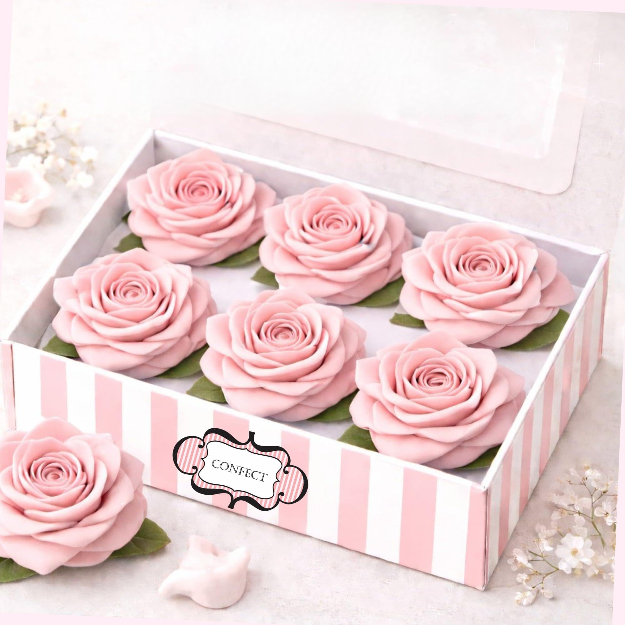 Photo 1 of Confect Edible Blush Pink Sugar Roses - Pack of 6