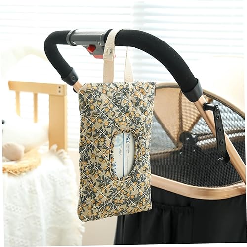 Miniatura 6 de Diaper and Wipes Pouch, Portable Refillable Floral Reusable Wipes Pouch Quilted Bag with Lanyard for Casual Travel, Quilted