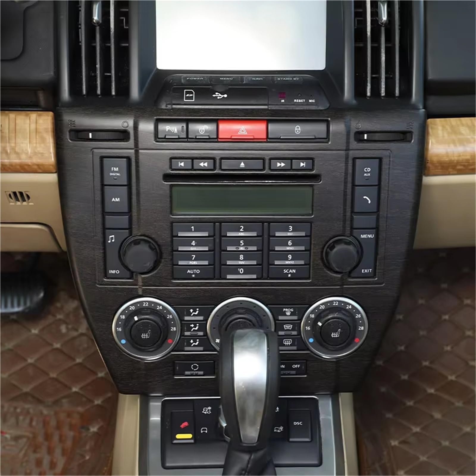Rivestimento Centrale Compatibile Con Land For Rover Per Freelander 2 2007-2012 Car Center Console Aria Condizionata CD Pannello Di Controllo Decorazione Adesivo Copertura