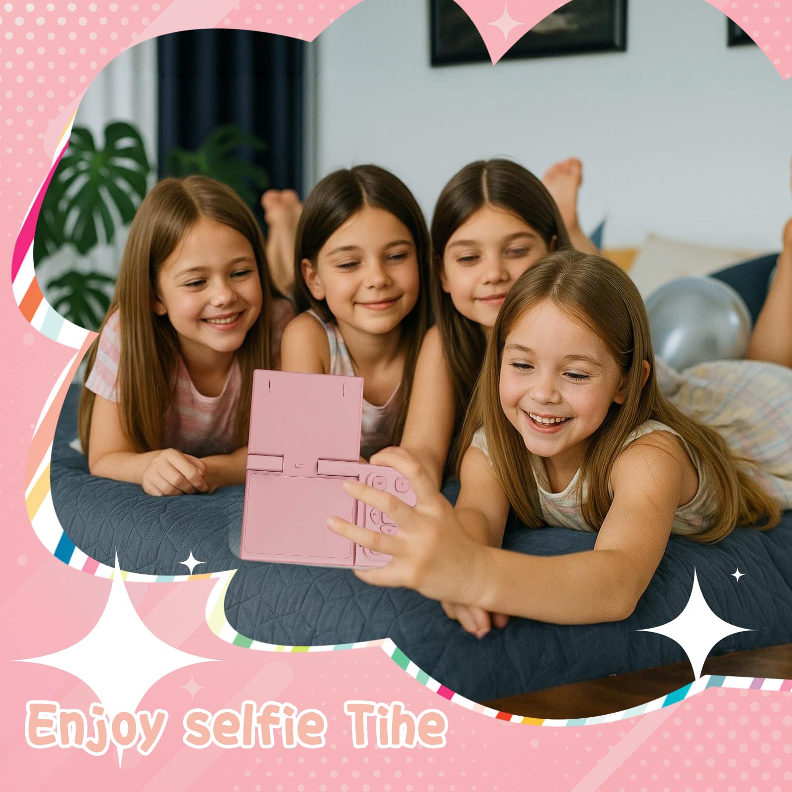 Digitalkamera 2-Zoll-LCD 180°- Fotokamera,Vlogging-Fotogerät Kompaktkamera mit 5X Digitalzoom,32-GB-Micro-Speicherkarte, für Jugendliche, Studenten und Anfänger,Schwarz