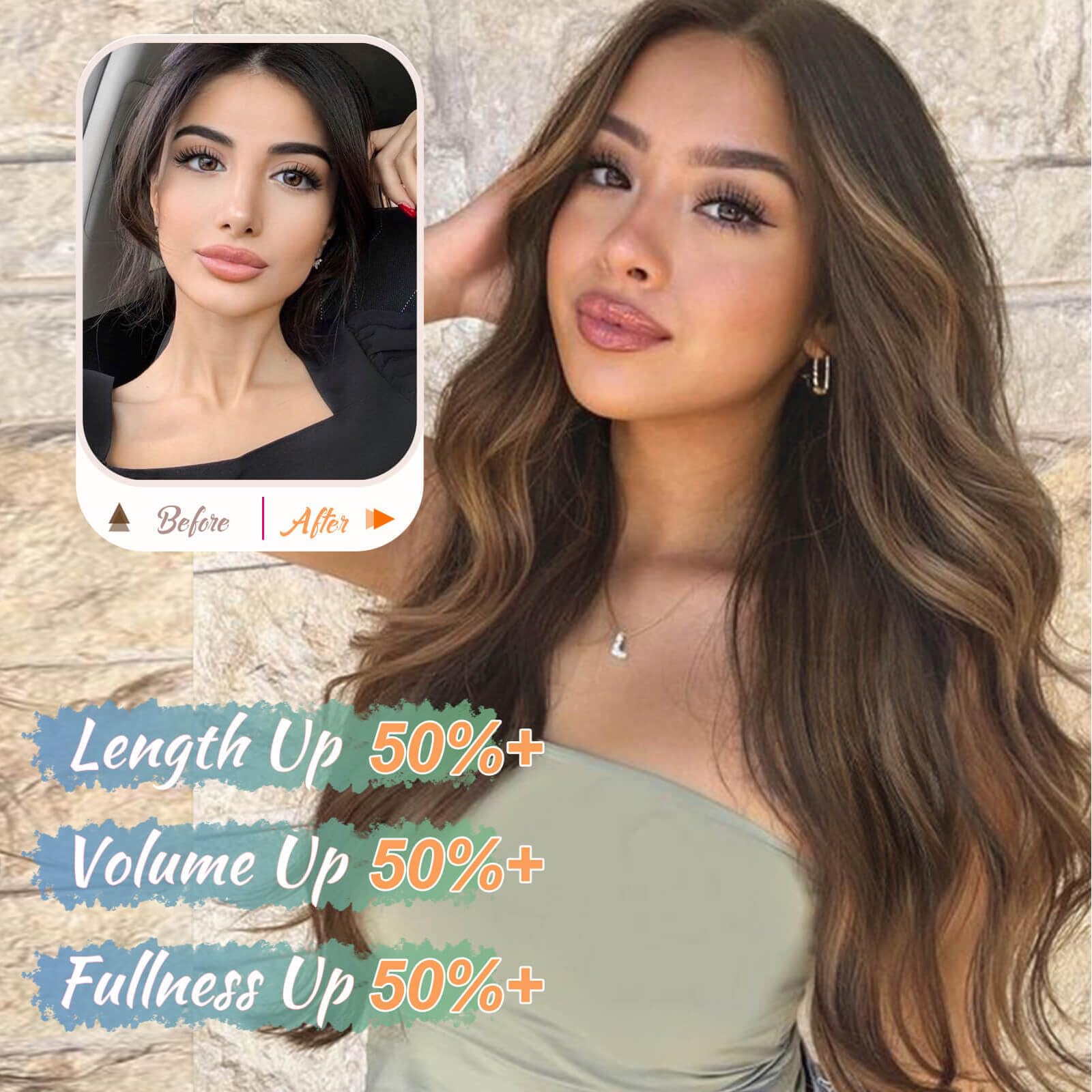 Flyroseing 18 Inch Halos Hair Extension, Body Wavy Brown Hair Extensions - Image 2
